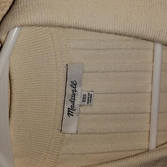 Madewell Cream Ribbed Knit Collar Cardigan Button Down Sweater XXS - Picture 4 of 6